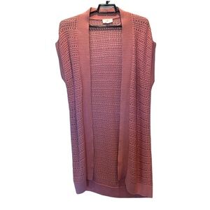 Ann Taylor LOFT Outlet Women’s Open Front Pink Long Cardigan Duster Size Medium